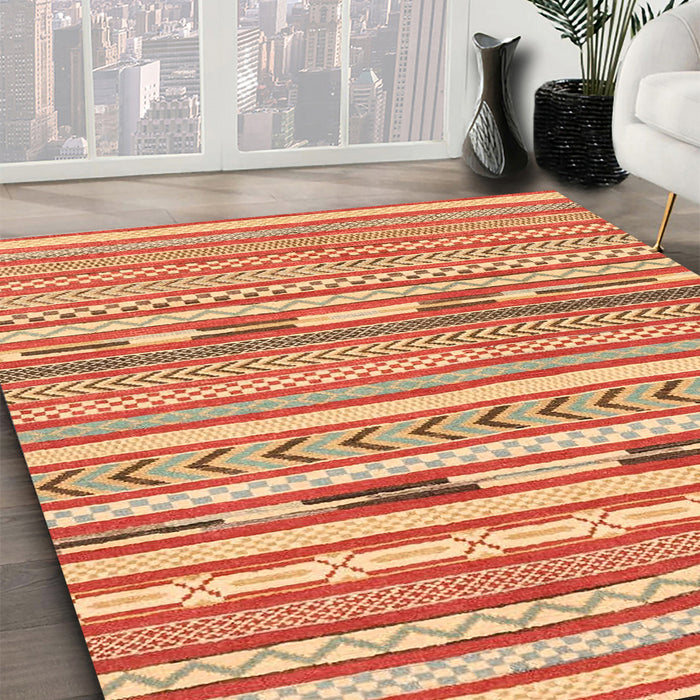 Machine Washable Abstract Fire Red Rug in a Family Room, wshabs3153