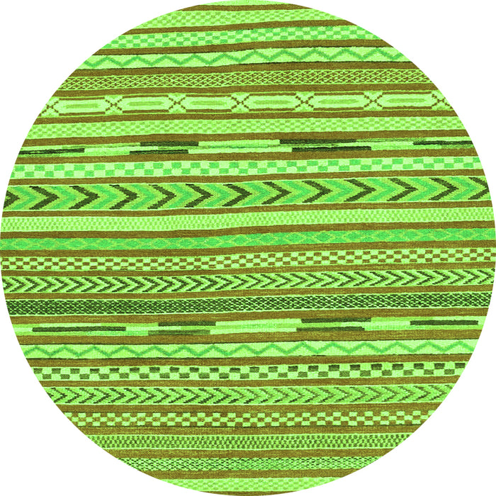 Round Machine Washable Abstract Green Modern Area Rugs, wshabs3153grn