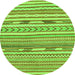 Round Machine Washable Abstract Green Modern Area Rugs, wshabs3153grn