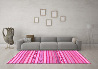 Machine Washable Abstract Pink Modern Rug, wshabs3153pnk