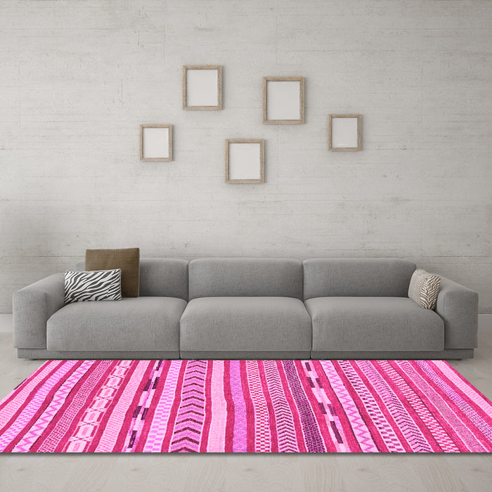 Machine Washable Abstract Pink Modern Rug in a Living Room, wshabs3153pnk