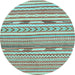 Round Machine Washable Abstract Light Blue Modern Rug, wshabs3153lblu