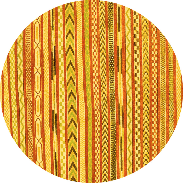 Round Machine Washable Abstract Yellow Modern Rug, wshabs3153yw