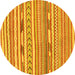 Round Machine Washable Abstract Yellow Modern Rug, wshabs3153yw