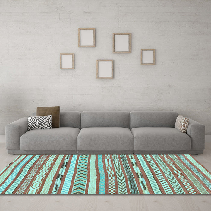 Machine Washable Abstract Light Blue Modern Rug in a Living Room, wshabs3153lblu