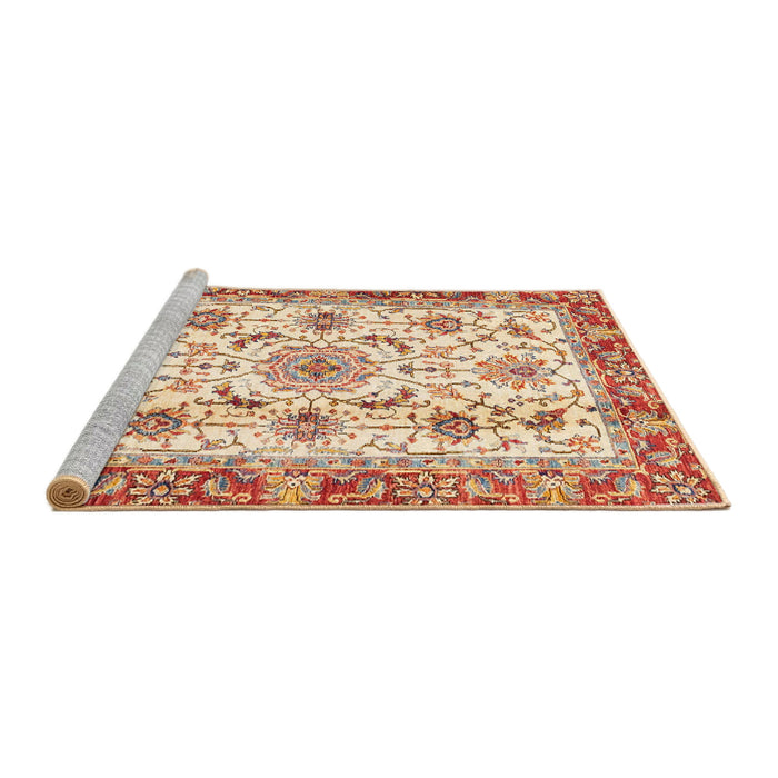 Sideview of Machine Washable Abstract Brown Gold Rug, wshabs3154