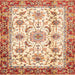 Square Abstract Brown Gold Modern Rug, abs3154