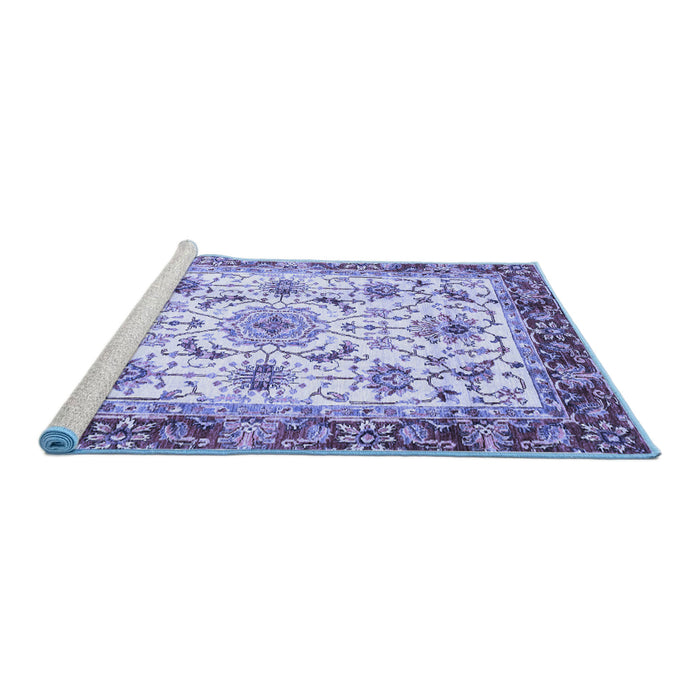 Sideview of Machine Washable Abstract Blue Modern Rug, wshabs3154blu