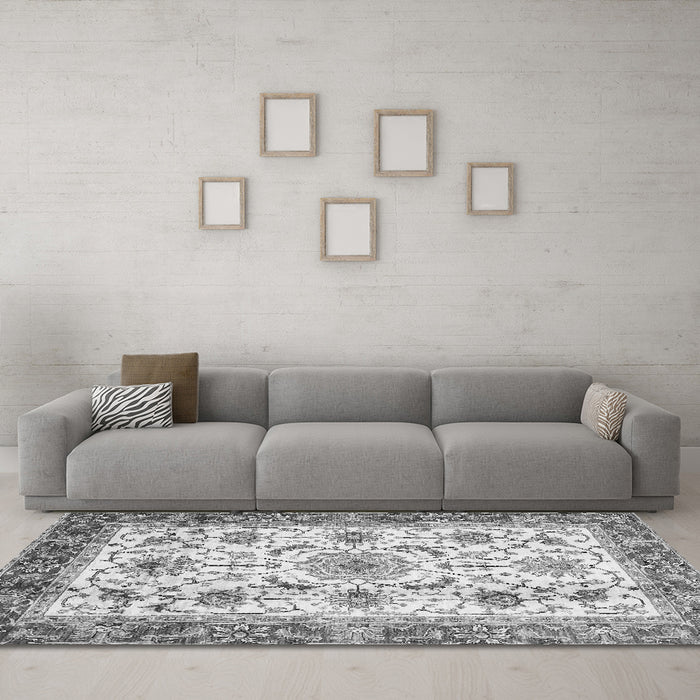 Machine Washable Abstract Gray Modern Rug in a Living Room,, wshabs3154gry