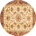 Round Machine Washable Abstract Brown Modern Rug, wshabs3154brn