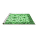 Sideview of Machine Washable Abstract Emerald Green Modern Area Rugs, wshabs3154emgrn