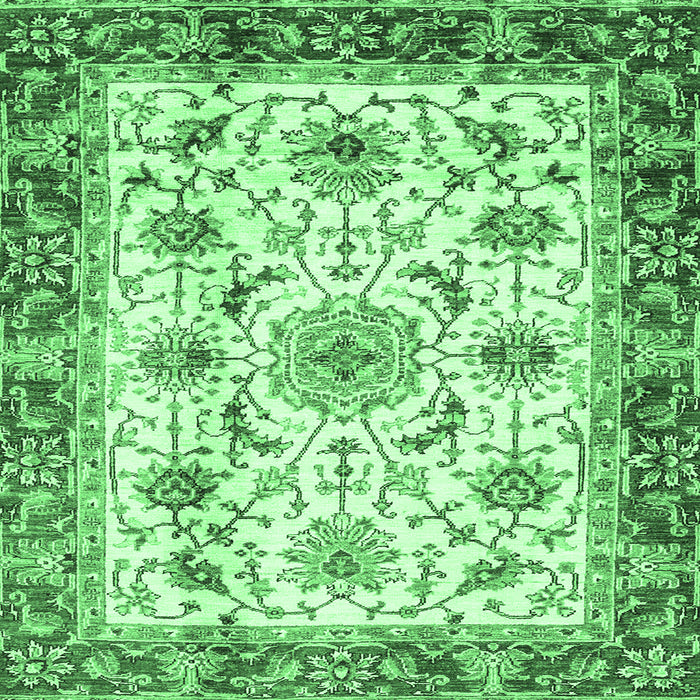 Square Abstract Emerald Green Modern Rug, abs3154emgrn