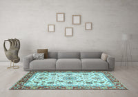 Machine Washable Abstract Light Blue Modern Rug, wshabs3154lblu