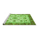 Sideview of Machine Washable Abstract Green Modern Area Rugs, wshabs3154grn