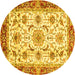 Round Abstract Yellow Modern Rug, abs3154yw