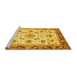 Sideview of Machine Washable Abstract Yellow Modern Rug, wshabs3154yw