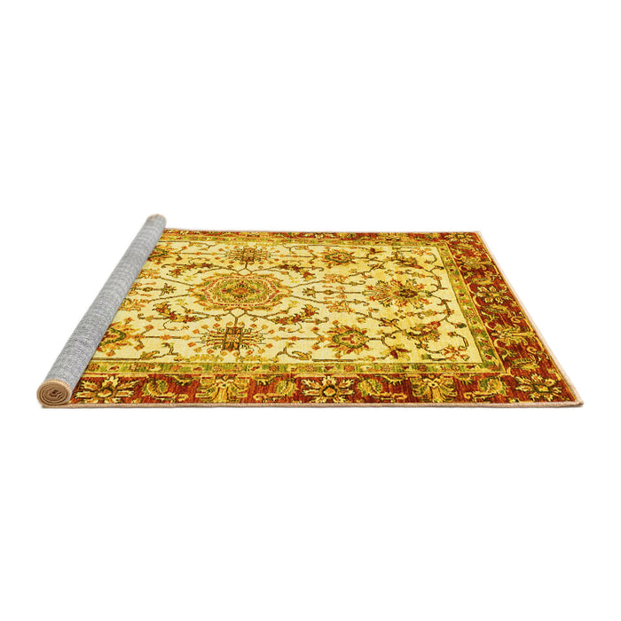 Sideview of Machine Washable Abstract Yellow Modern Rug, wshabs3154yw