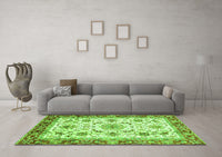 Machine Washable Abstract Green Modern Rug, wshabs3154grn