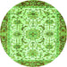 Round Machine Washable Abstract Green Modern Area Rugs, wshabs3154grn