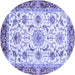 Round Machine Washable Abstract Blue Modern Rug, wshabs3154blu