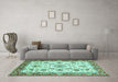 Machine Washable Abstract Turquoise Modern Area Rugs in a Living Room,, wshabs3154turq