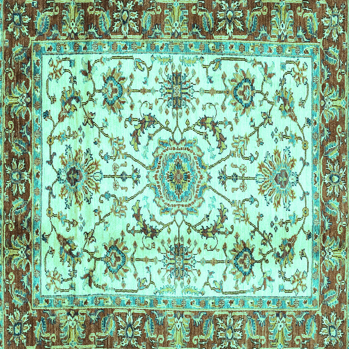 Square Machine Washable Abstract Turquoise Modern Area Rugs, wshabs3154turq