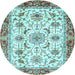 Round Abstract Light Blue Modern Rug, abs3154lblu