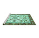 Sideview of Machine Washable Abstract Turquoise Modern Area Rugs, wshabs3154turq