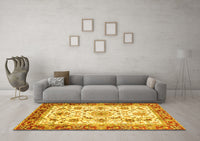 Machine Washable Abstract Yellow Modern Rug, wshabs3154yw