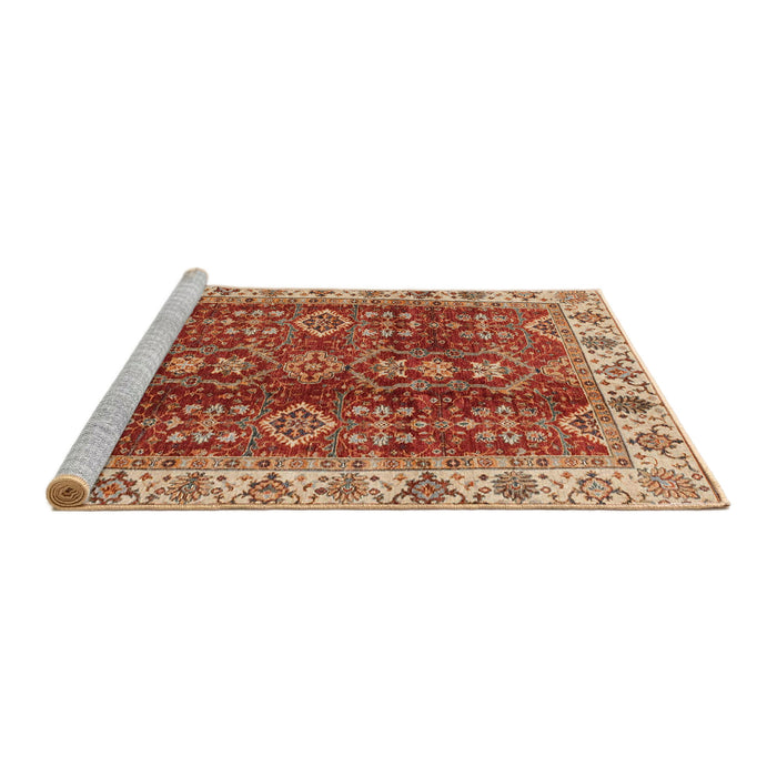 Sideview of Machine Washable Abstract Red Rug, wshabs3155