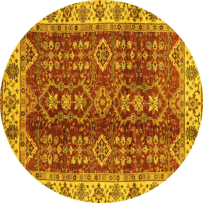Round Abstract Yellow Modern Rug, abs3155yw