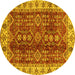 Round Abstract Yellow Modern Rug, abs3155yw