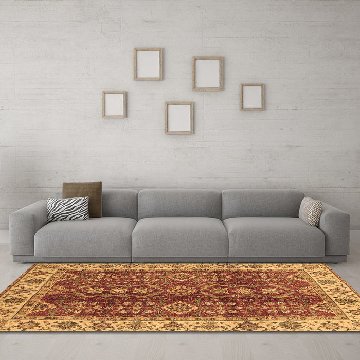 Machine Washable Abstract Brown Modern Rug in a Living Room,, wshabs3155brn