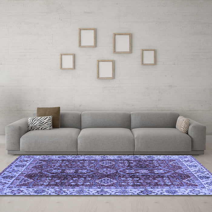 Machine Washable Abstract Blue Modern Rug in a Living Room, wshabs3155blu