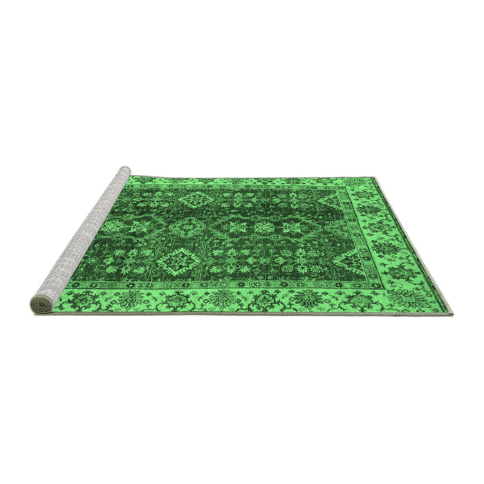 Sideview of Machine Washable Abstract Emerald Green Modern Area Rugs, wshabs3155emgrn