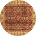 Round Machine Washable Abstract Brown Modern Rug, wshabs3155brn