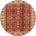 Round Abstract Red Modern Rug, abs3155