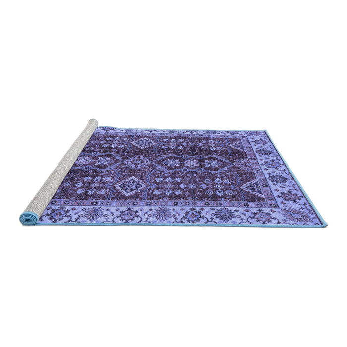 Sideview of Machine Washable Abstract Blue Modern Rug, wshabs3155blu