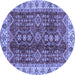 Round Abstract Blue Modern Rug, abs3155blu