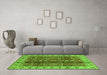 Machine Washable Abstract Green Modern Area Rugs in a Living Room,, wshabs3155grn