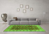 Machine Washable Abstract Green Modern Rug, wshabs3155grn