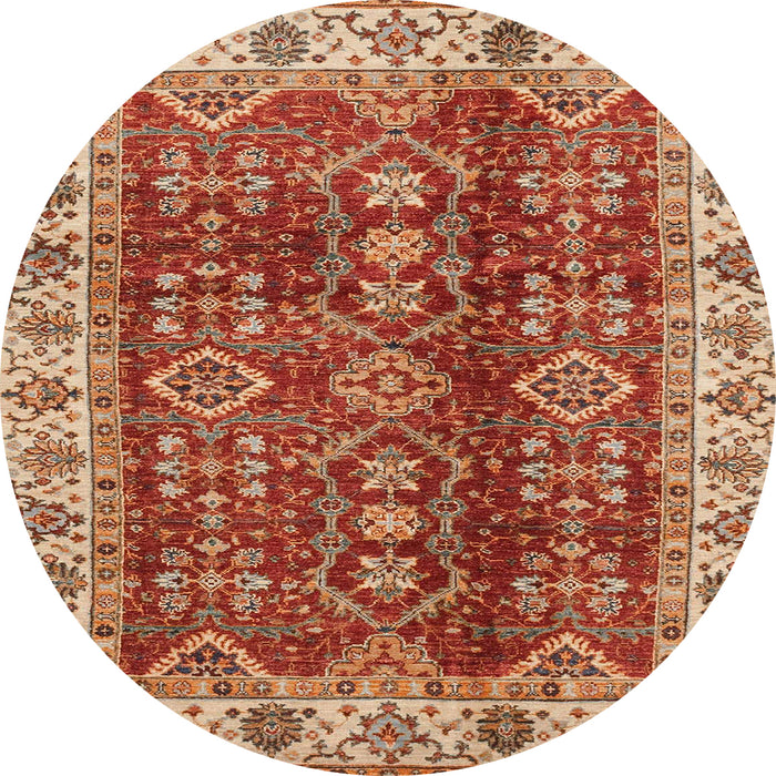 Round Machine Washable Abstract Red Rug, wshabs3155