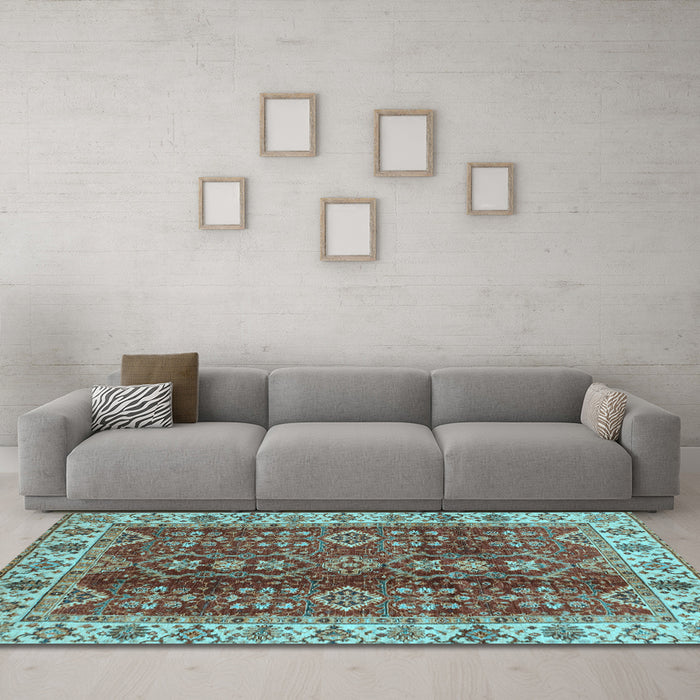 Machine Washable Abstract Light Blue Modern Rug in a Living Room, wshabs3155lblu