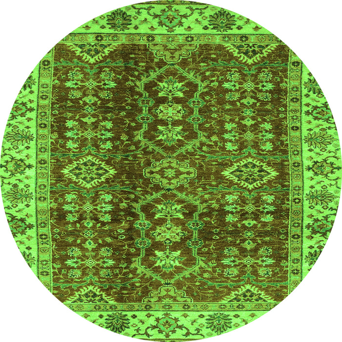 Round Machine Washable Abstract Green Modern Area Rugs, wshabs3155grn