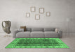 Machine Washable Abstract Emerald Green Modern Area Rugs in a Living Room,, wshabs3155emgrn