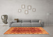 Machine Washable Abstract Orange Modern Area Rugs in a Living Room, wshabs3155org