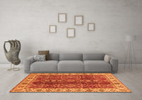 Machine Washable Abstract Orange Modern Rug, wshabs3155org