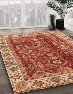 Machine Washable Abstract Red Rug in a Family Room, wshabs3155