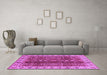 Machine Washable Abstract Purple Modern Area Rugs in a Living Room, wshabs3155pur