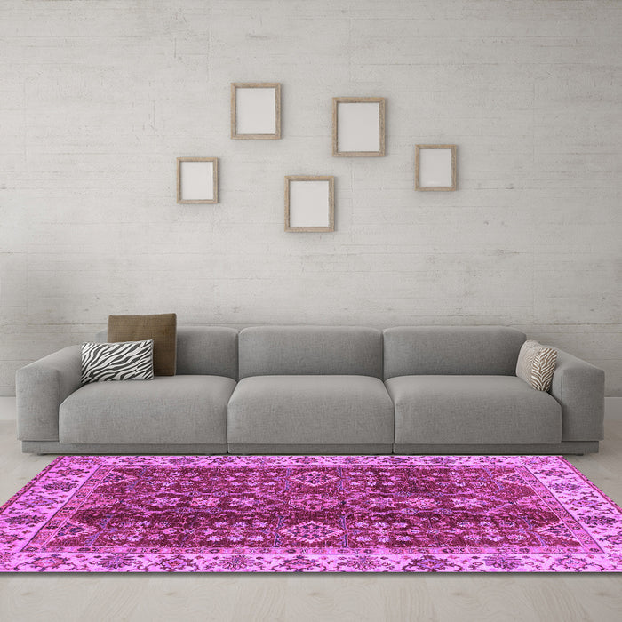 Machine Washable Abstract Purple Modern Area Rugs in a Living Room, wshabs3155pur